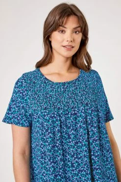 Roman Blue Curve Ditsy Floral Shirred Top 10 Roman Blue Curve Ditsy Floral Shirred Top -Roman Sales Shop unnamed file 6715