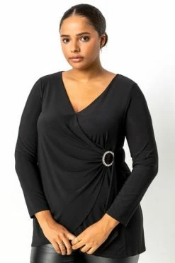 Roman Black Curve Wrap Diamante Buckle Top 11 Roman Black Curve Wrap Diamante Buckle Top -Roman Sales Shop unnamed file 6721