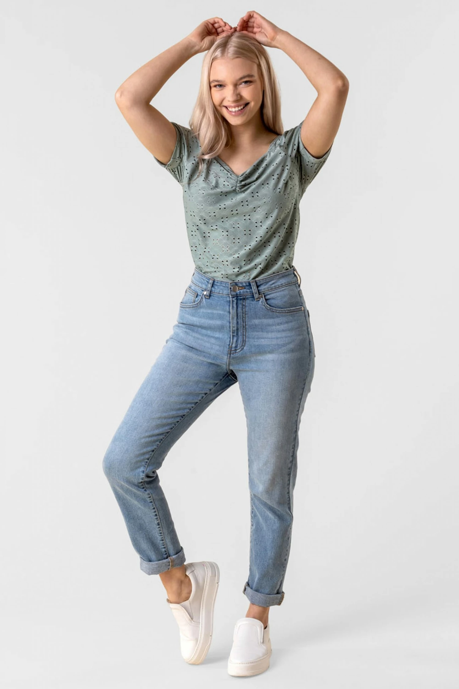 Roman Green Sweetheart Gathered Broderie Top 5 Roman Green Sweetheart Gathered Broderie Top - Image 3