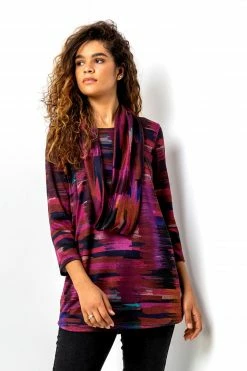 Roman Purple Animal Print Twist Detail Top