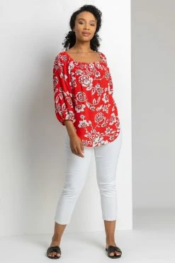 Roman Red Petite Floral Print Bardot Top 9 Roman Red Petite Floral Print Bardot Top -Roman Sales Shop unnamed file 6767