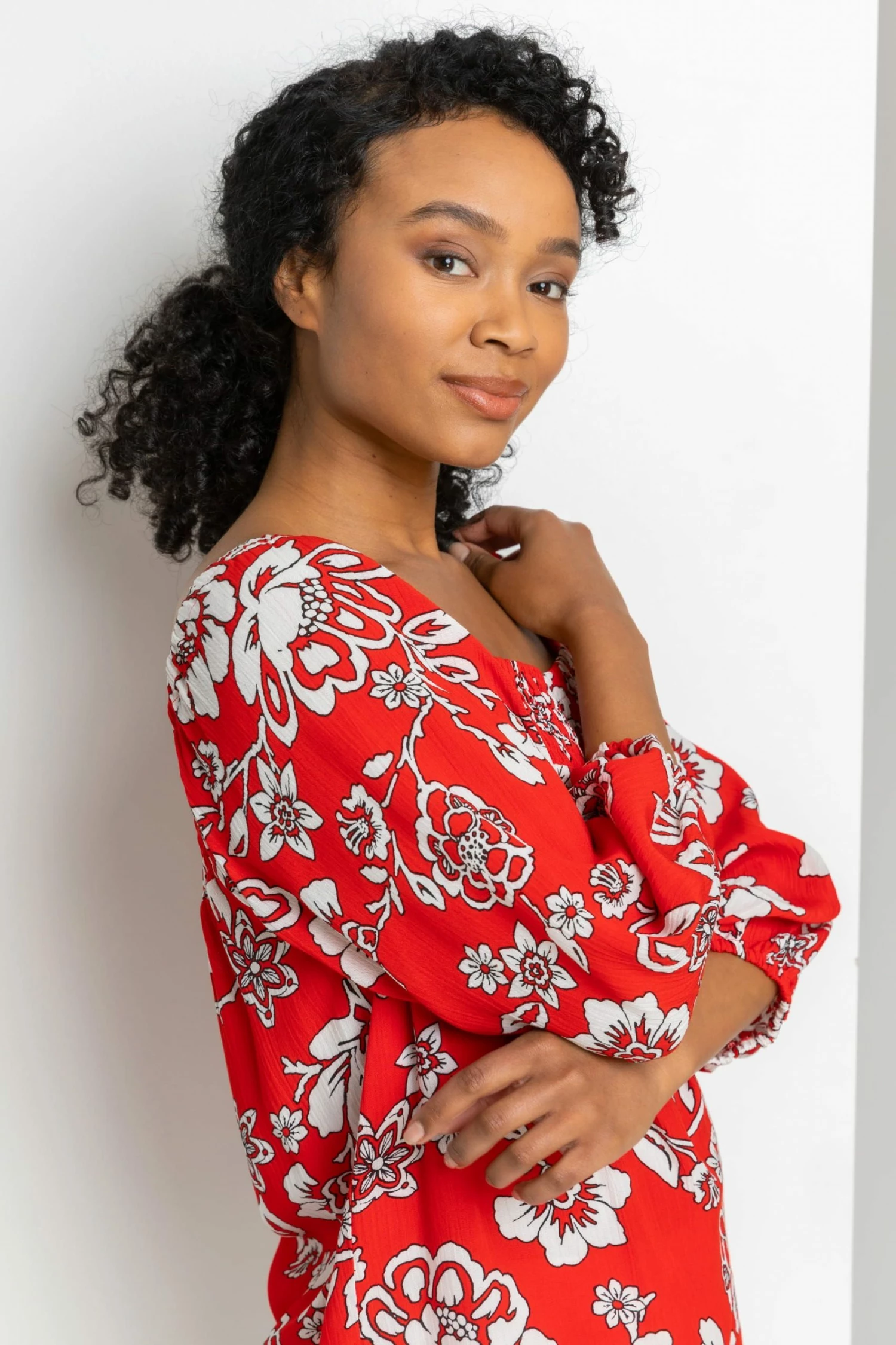 Roman Red Petite Floral Print Bardot Top 6 Roman Red Petite Floral Print Bardot Top - Image 4