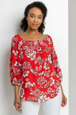 Roman Red Petite Floral Print Bardot Top 11 Roman Red Petite Floral Print Bardot Top -Roman Sales Shop unnamed file 6769