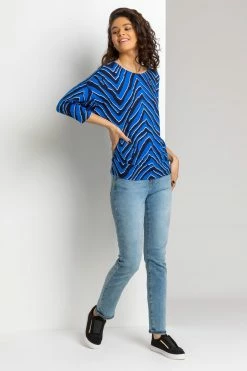 Roman Blue Abstract Stripe Print Blouson Top 9 Roman Blue Abstract Stripe Print Blouson Top -Roman Sales Shop unnamed file 6772