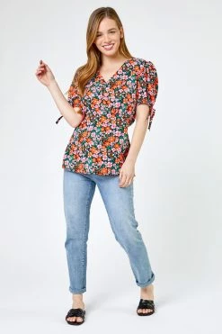 Roman Red Petite Floral Print V Neck Top 9 Roman Red Petite Floral Print V Neck Top -Roman Sales Shop unnamed file 6777