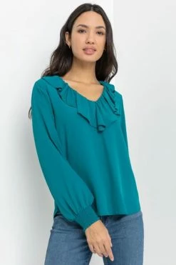 Roman Blue Chiffon Frill Neck Detail Top 13 Roman Blue Chiffon Frill Neck Detail Top -Roman Sales Shop unnamed file 6784
