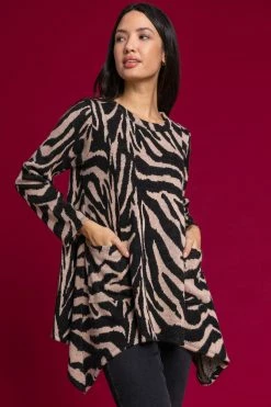 Roman Black Zebra Print Swing Top