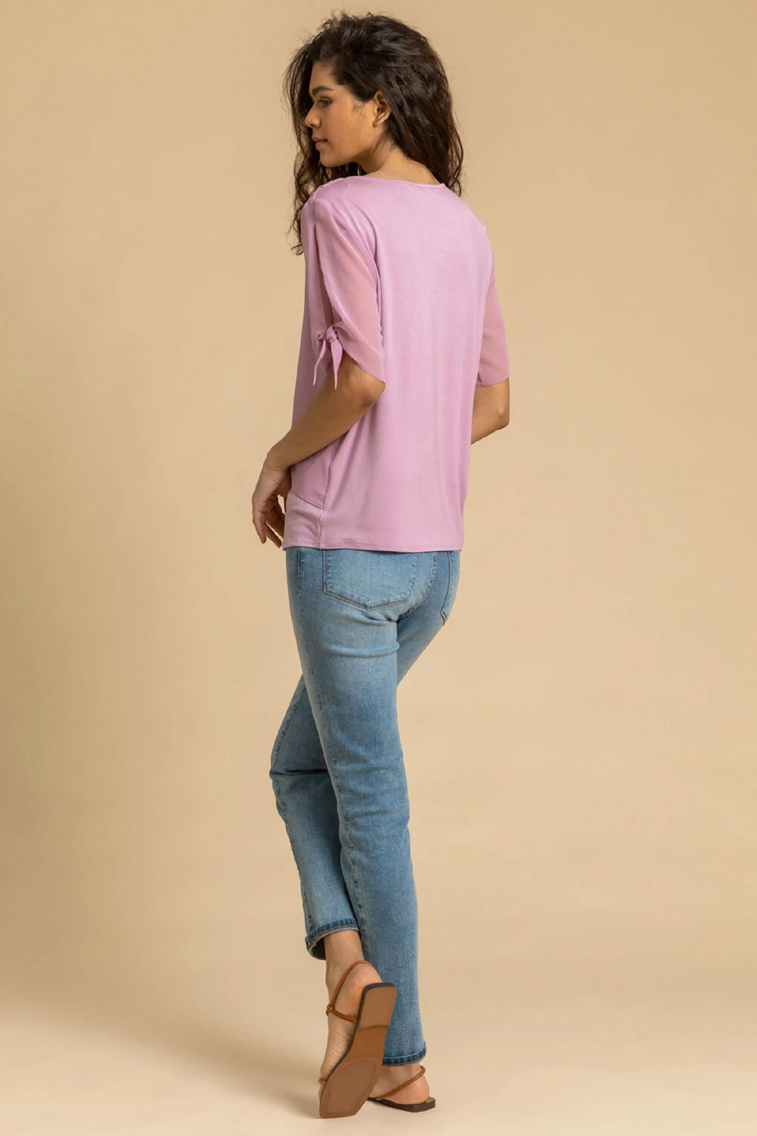 Roman Purple Chiffon Layered Tie Front Top 4 Roman Purple Chiffon Layered Tie Front Top - Image 2