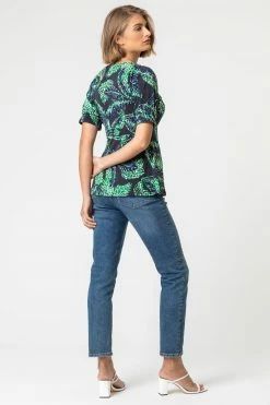 Roman Blue Leaf Print Puff Sleeve Tie Detail Top 9 Roman Blue Leaf Print Puff Sleeve Tie Detail Top -Roman Sales Shop unnamed file 6806