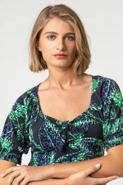 Roman Blue Leaf Print Puff Sleeve Tie Detail Top 10 Roman Blue Leaf Print Puff Sleeve Tie Detail Top -Roman Sales Shop unnamed file 6807
