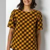 Roman Yellow Check Print Puff Sleeve Top -Roman Sales Shop unnamed file 6815