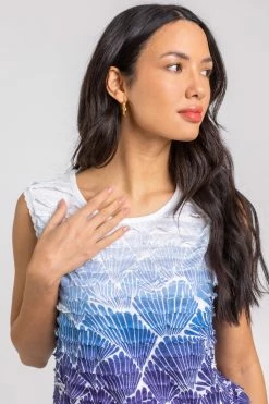 Roman Blue Ombre Shell Print Ruffle Detail Top -Roman Sales Shop unnamed file 6822