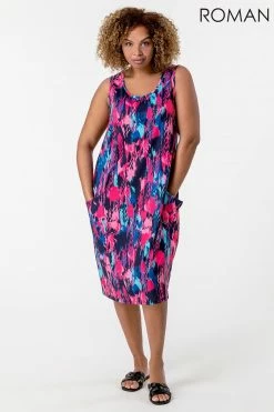 Roman Multi Curve Abstract Print Cocoon Dress -Roman Sales Shop unnamed file 683