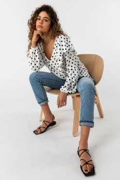 Roman Cream Spot Print Frill Sleeve Top -Roman Sales Shop unnamed file 6833