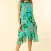 Roman Blue Tropical Print Chiffon Dress -Roman Sales Shop unnamed file 686