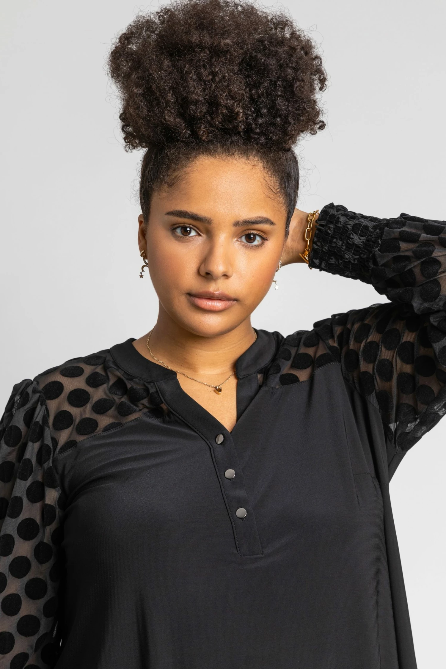 Roman Black Curve Flock Spot Top 6 Roman Black Curve Flock Spot Top - Image 4