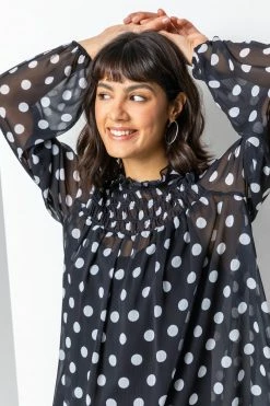 Roman Black Shirred High Neck Spot Top 10 Roman Black Shirred High Neck Spot Top -Roman Sales Shop unnamed file 6884