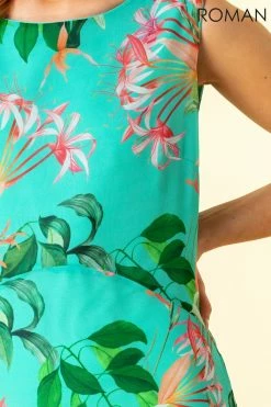 Roman Blue Tropical Print Chiffon Dress -Roman Sales Shop unnamed file 689