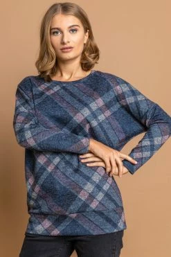 Roman Blue Longline Check Print Blouson Top 9 Roman Blue Longline Check Print Blouson Top -Roman Sales Shop unnamed file 6893