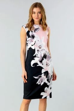 Roman Pink Floral Print Scuba Dress
