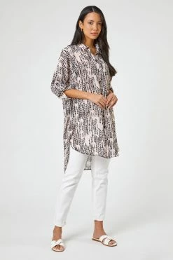 Roman Pink Abstract Print Longline Blouse -Roman Sales Shop unnamed file 6913