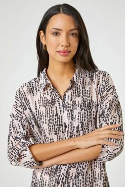 Roman Pink Abstract Print Longline Blouse -Roman Sales Shop unnamed file 6915