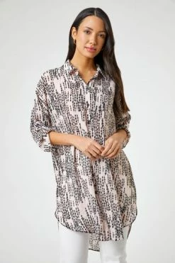 Roman Pink Abstract Print Longline Blouse -Roman Sales Shop unnamed file 6916