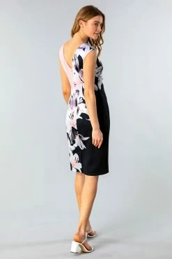 Roman Pink Floral Print Scuba Dress -Roman Sales Shop unnamed file 692