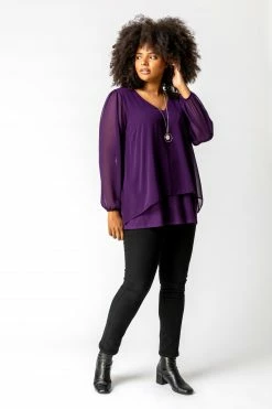 Roman Purple Curve Chiffon Top With Necklace 9 Roman Purple Curve Chiffon Top With Necklace -Roman Sales Shop unnamed file 6927