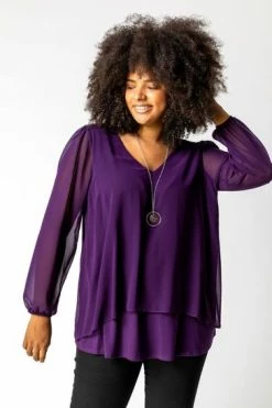 Roman Purple Curve Chiffon Top With Necklace 11 Roman Purple Curve Chiffon Top With Necklace -Roman Sales Shop unnamed file 6929