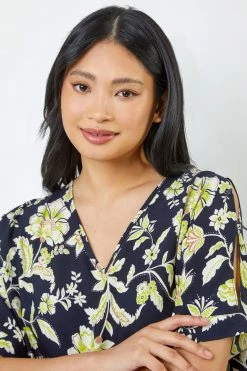 Roman Blue & Green Petite Floral Print Cold Shoulder Top 11 Roman Blue & Green Petite Floral Print Cold Shoulder Top -Roman Sales Shop unnamed file 6938