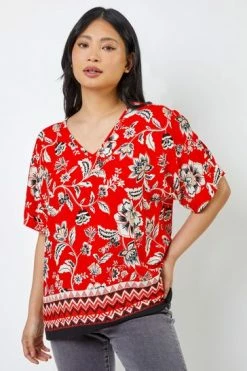 Roman Blue & Green Petite Floral Print Cold Shoulder Top 13 Roman Blue & Green Petite Floral Print Cold Shoulder Top -Roman Sales Shop unnamed file 6940