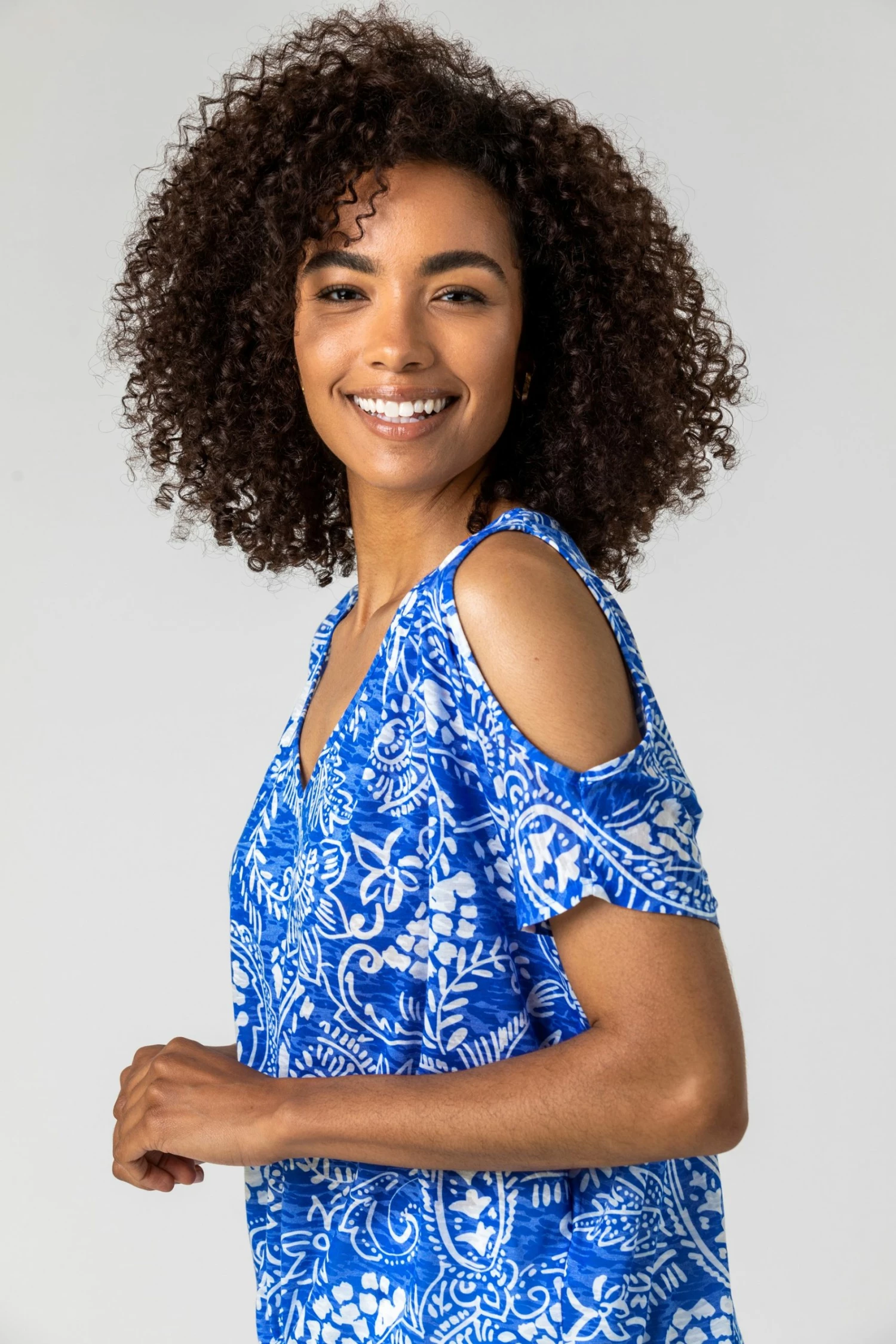 Roman Blue Paisley Burnout Print Tie Top 6 Roman Blue Paisley Burnout Print Tie Top - Image 4