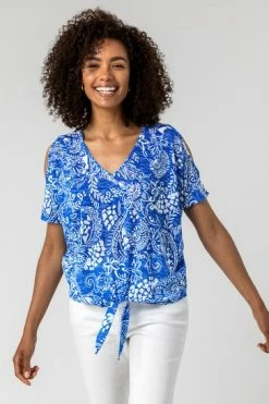 Roman Blue Paisley Burnout Print Tie Top 11 Roman Blue Paisley Burnout Print Tie Top -Roman Sales Shop unnamed file 6945