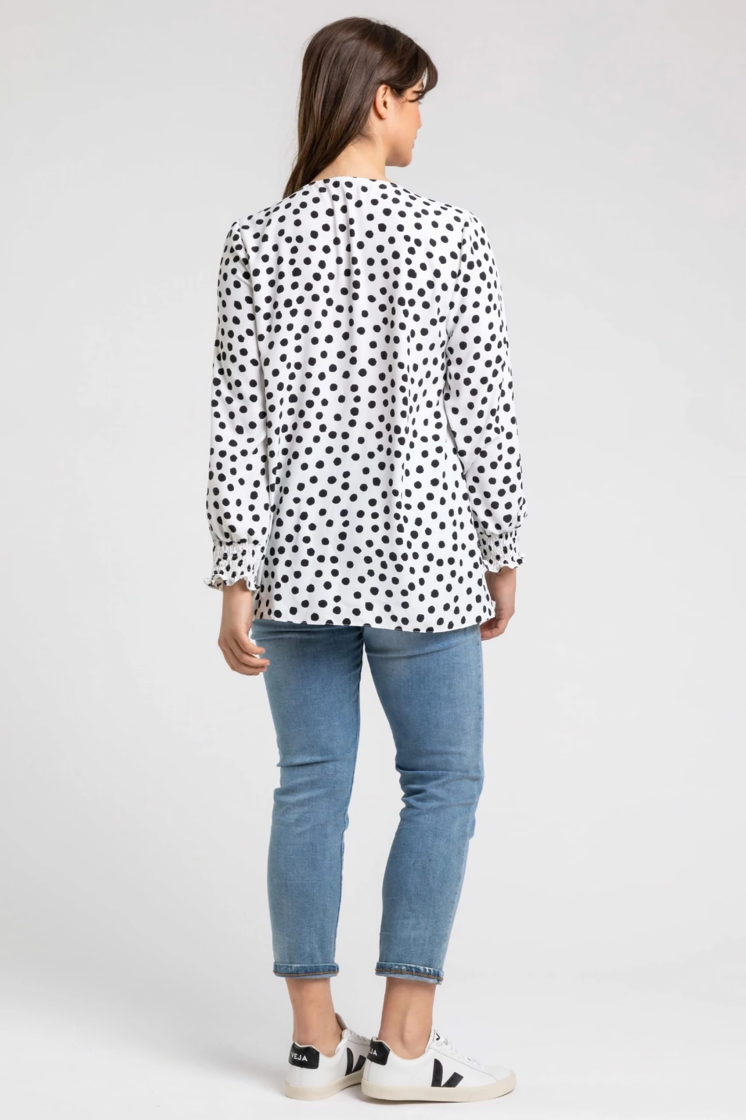 Roman White Curve Spot Print Frill Detail Top 5 Roman White Curve Spot Print Frill Detail Top - Image 3