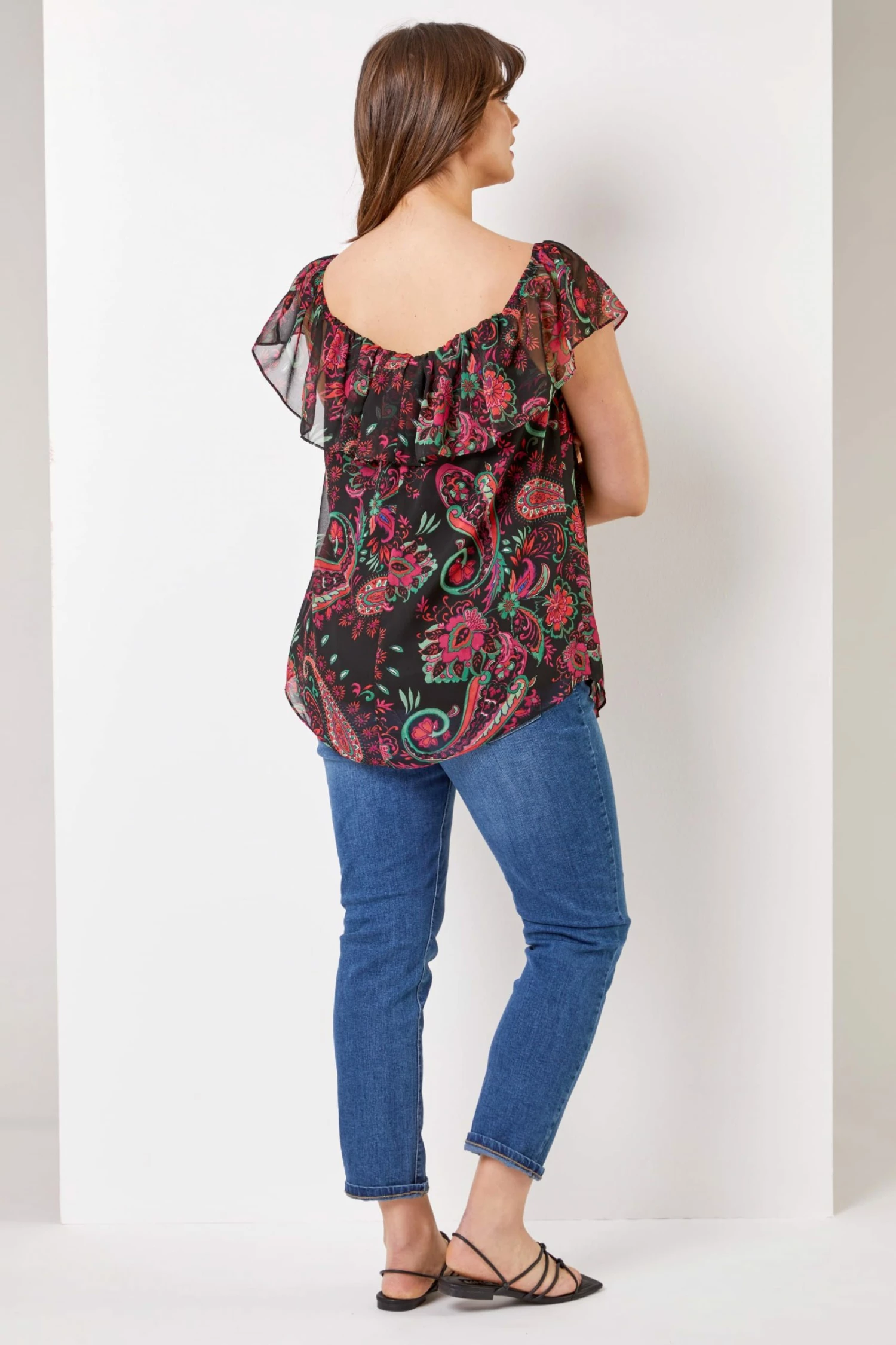 Roman Pink Curve Paisley Print Bardot Top 4 Roman Pink Curve Paisley Print Bardot Top - Image 2