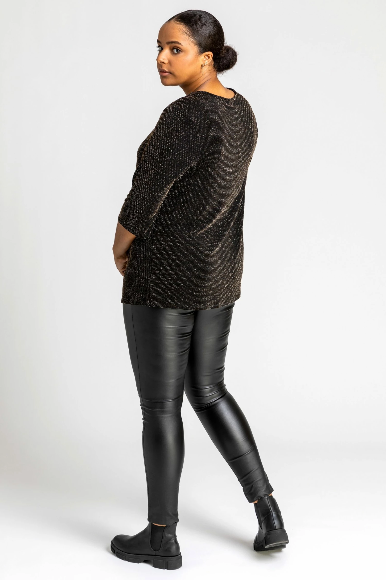 Roman Gold Curve Sparkle V-Neck Top 5 Roman Gold Curve Sparkle V-Neck Top - Image 3