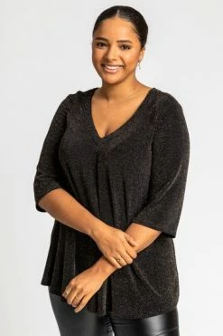 Roman Gold Curve Sparkle V-Neck Top 11 Roman Gold Curve Sparkle V-Neck Top -Roman Sales Shop unnamed file 6971