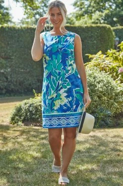 Roman Blue Abstract Leaf Shift Dress 9 Roman Blue Abstract Leaf Shift Dress -Roman Sales Shop unnamed file 7