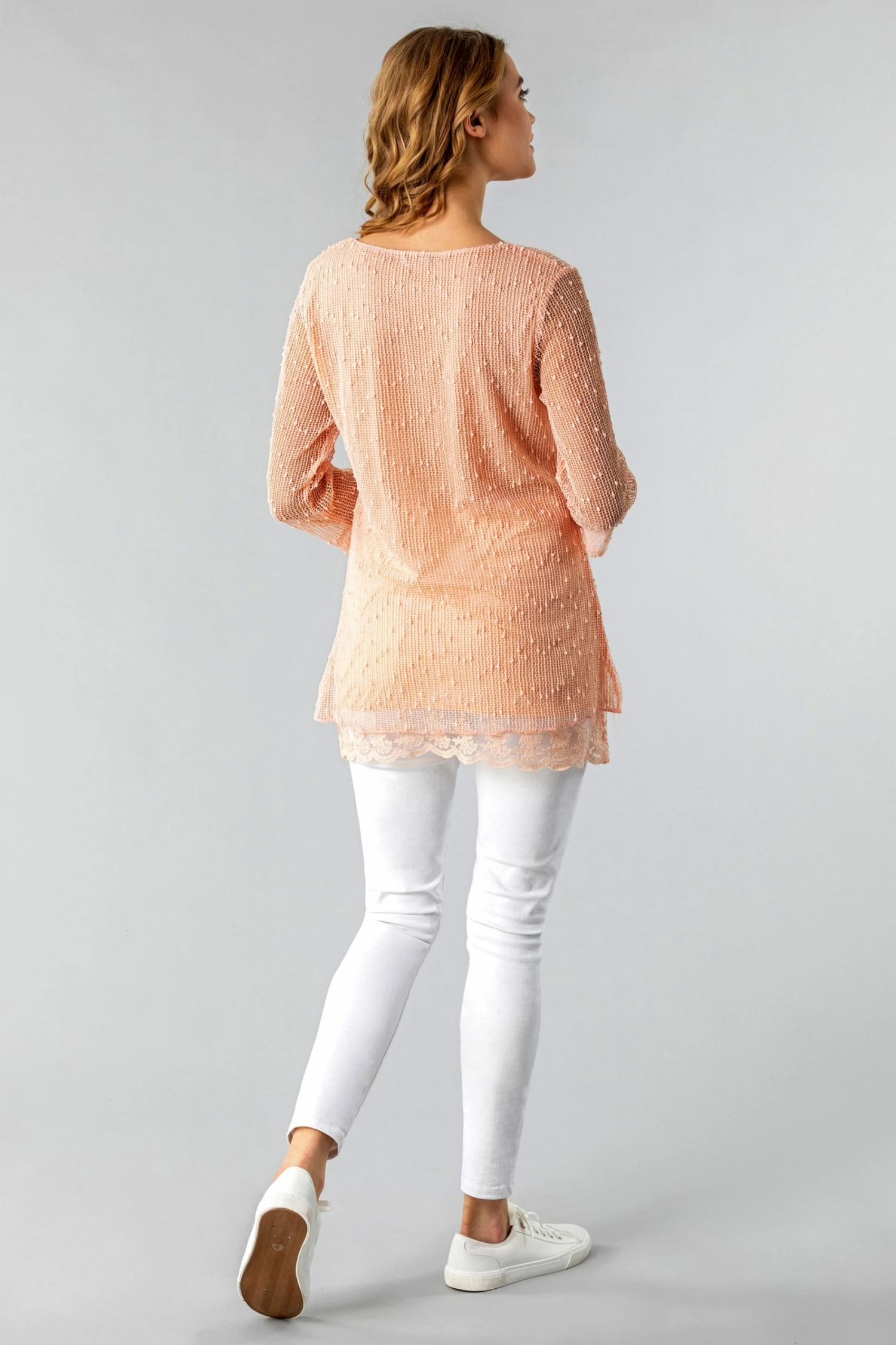 Roman Orange Double Layer Lace Hem Top 4 Roman Orange Double Layer Lace Hem Top - Image 2