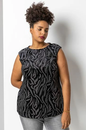 Roman Silver Curve Animal Print Velvet Top 8 Roman Silver Curve Animal Print Velvet Top - Image 6