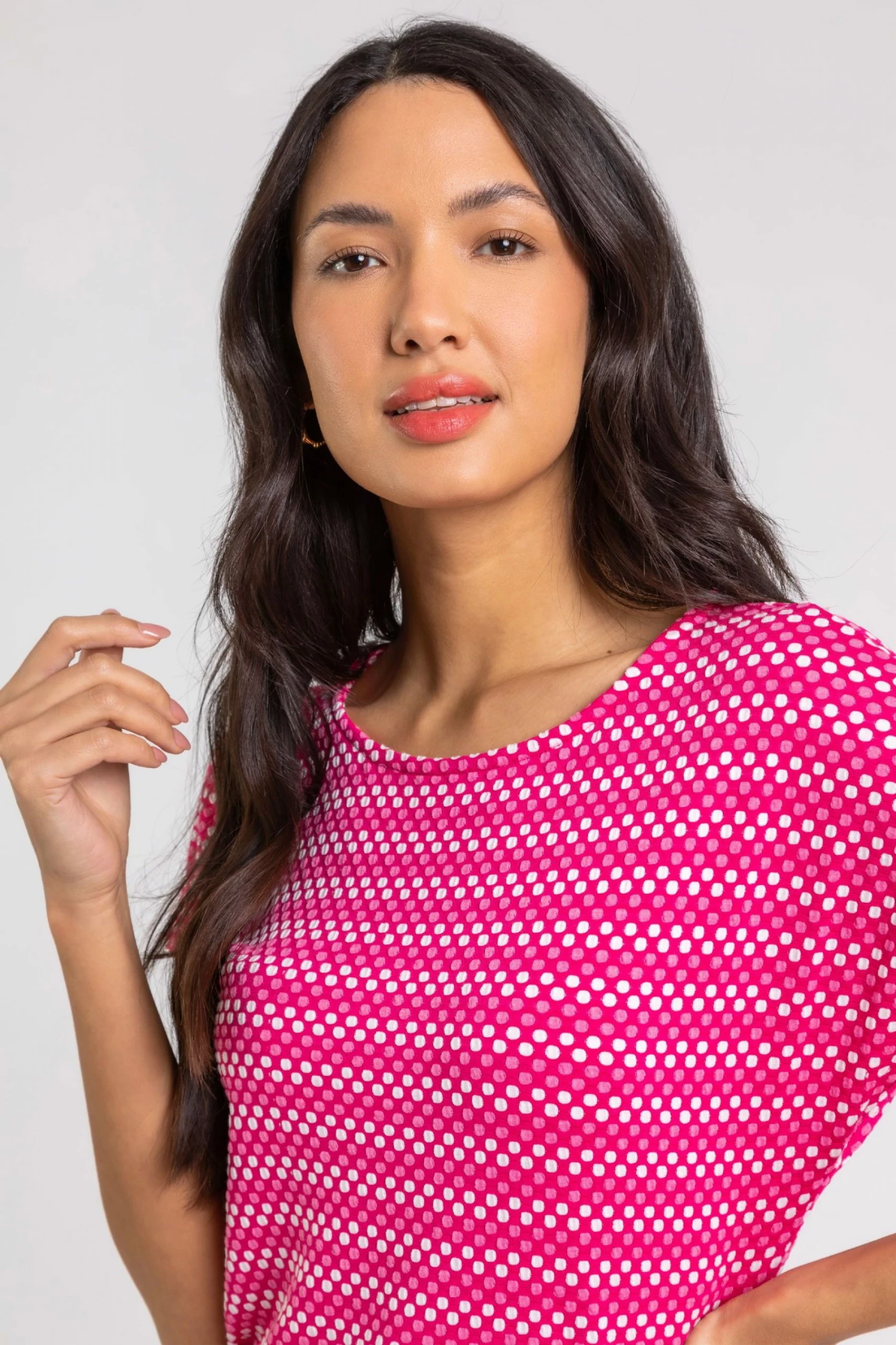 Roman Pink Textured Spot Print Tie Detail Top 6 Roman Pink Textured Spot Print Tie Detail Top - Image 4