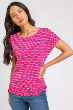 Roman Pink Textured Spot Print Tie Detail Top 12 Roman Pink Textured Spot Print Tie Detail Top -Roman Sales Shop unnamed file 7015