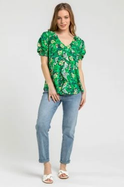 Roman Green Petite Floral Print Knot Detail Top -Roman Sales Shop unnamed file 7029