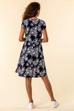 Roman Navy Floral Print Tea Dress -Roman Sales Shop unnamed file 703