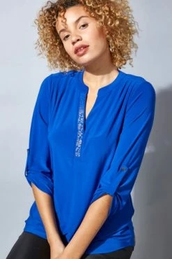 Roman Blue 3/4 Sleeve Embellished Top 11 Roman Blue 3/4 Sleeve Embellished Top -Roman Sales Shop unnamed file 7036