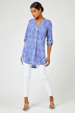 Roman Blue Longline Button Detail Abstract Spot Print Top 9 Roman Blue Longline Button Detail Abstract Spot Print Top -Roman Sales Shop unnamed file 7039
