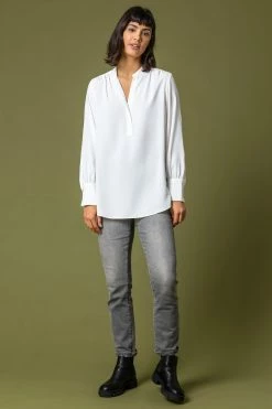 Roman Ivory Plain Chiffon Notch Neck Top 10 Roman Ivory Plain Chiffon Notch Neck Top -Roman Sales Shop unnamed file 7054