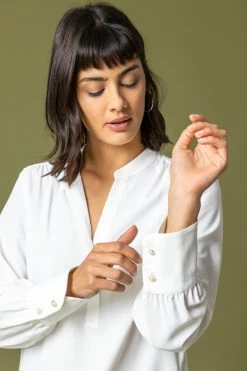 Roman Ivory Plain Chiffon Notch Neck Top 12 Roman Ivory Plain Chiffon Notch Neck Top -Roman Sales Shop unnamed file 7056