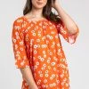 Roman Orange Curve Daisy Print Frill Sleeve Top 1 Roman Orange Curve Daisy Print Frill Sleeve Top -Roman Sales Shop unnamed file 7058